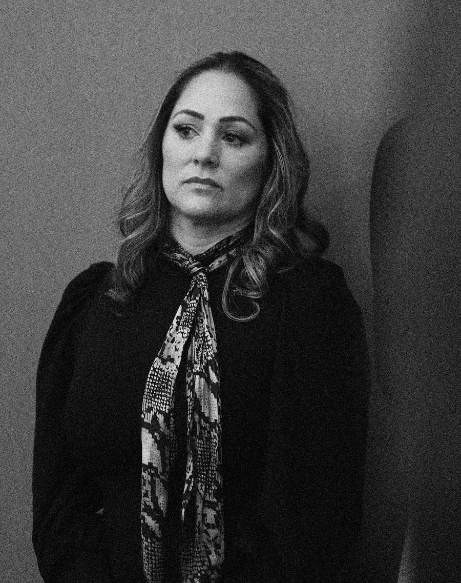 Melissa Castro portrait, black and white