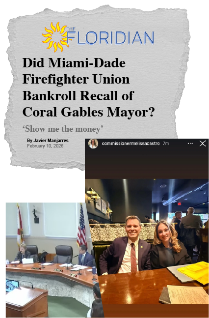 The Floridian headline and an Instagram story of Castro at lunch with union boss Billy McAllister